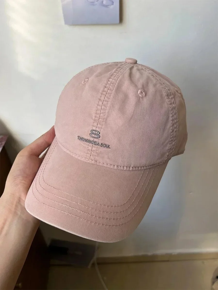 

AmericanStreet Style Small Letter Embroidery Baseball Cap Unisex Washed Pure Cotton Soft Top Sunshade Cap Versatile Duckbill Hat