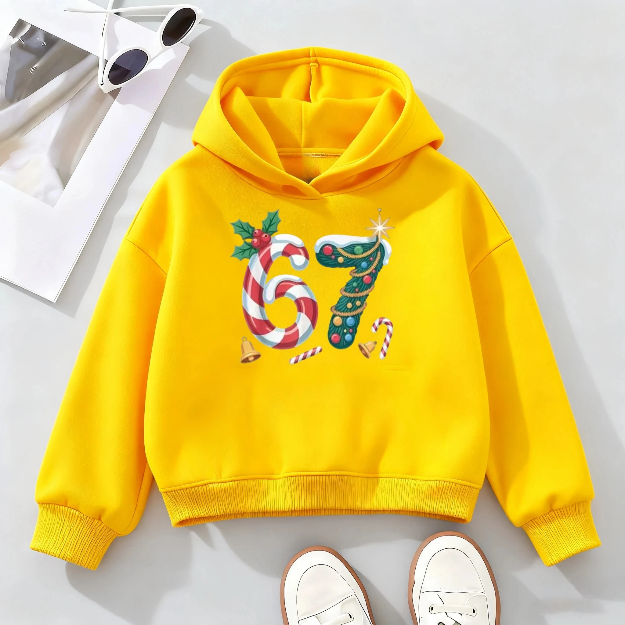 

New Children's Personalized Christmas Elements Digital 67 Printed Breathable Hoodie Sweatshirt Outdoor Street Fashion Hoodie