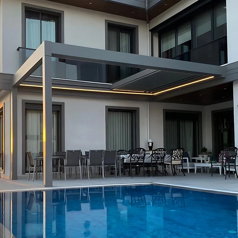 Outdoor Aluminium Bioclimatic Retractable Shading 5x3 for Patio Pergolas Gazebos in Garden Exterior Use pergola