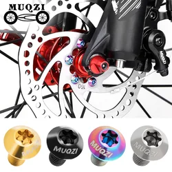 MUQZI 6PCS Titanium Screw M5 x 10mm Bike Disc Brake Rotor Bolts MTB Bicycle Ultralight Titanium Alloy T25 Torx Rotor Bolts