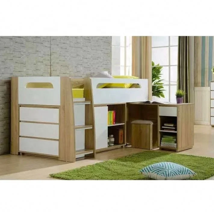 22NVBK072 Mdf  Melamine Finish Kids Bunk Beds  Storage Cabinet Stairs Wooden Good Quality Children Sleeping Beds