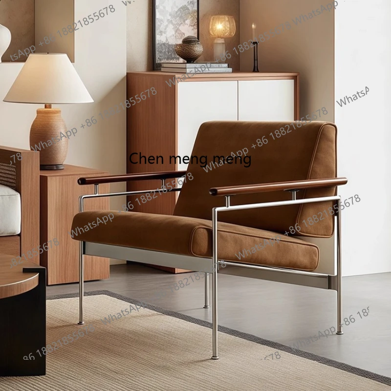 

Vintage Living Room Balcony Leisure Single Chair for Guesthouses and Hotels Stainless Steel Single Sofa