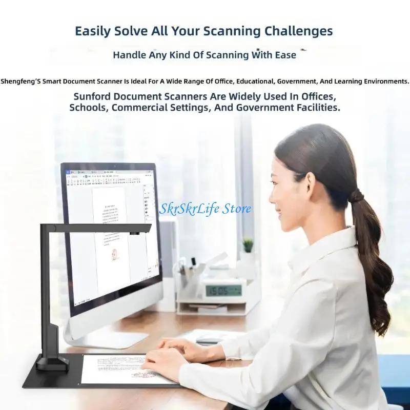 E65E USB High Resolution Document Scanner For Office Students Lawyers 1600W Pixels OCR In Multiple Languages