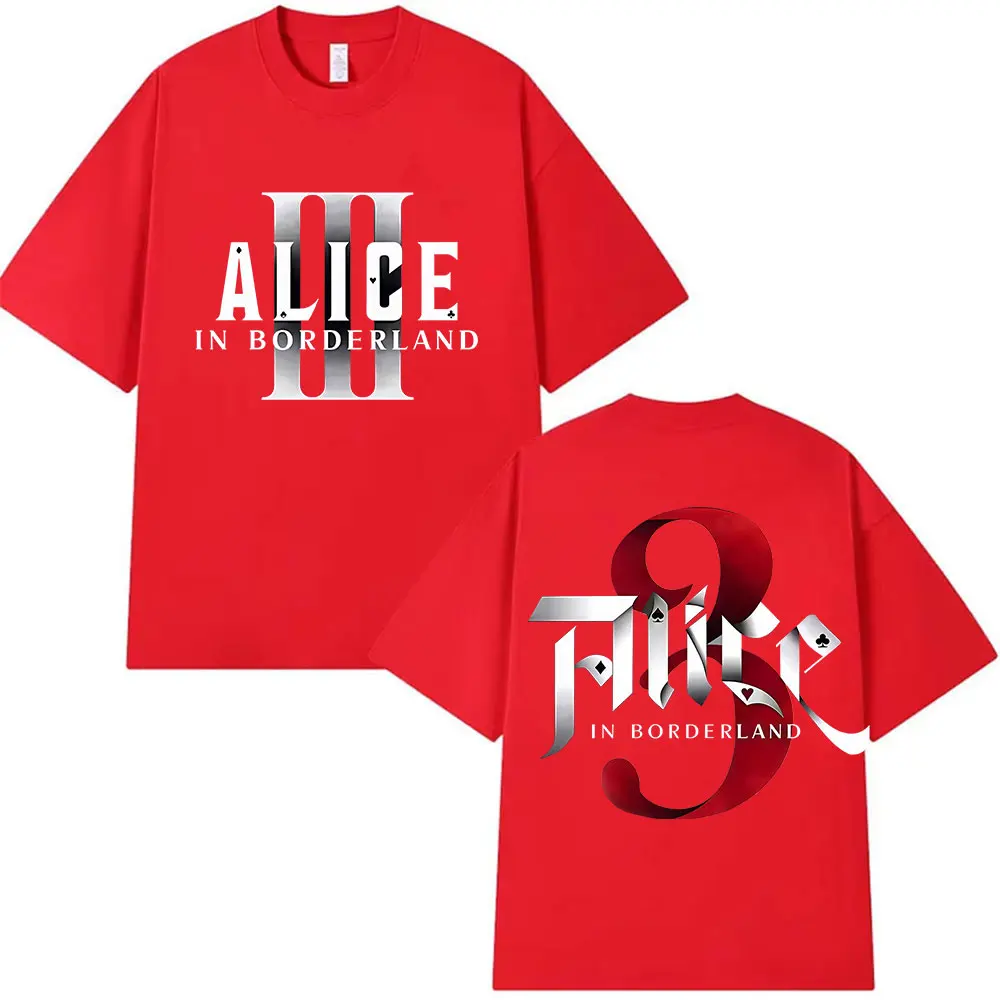حار المسلسلات التلفزيونية أليس في بوردرلاند 3 2025 الجرافيك تي شيرت الرجال النساء فضفاض موضة تي شيرتات قصيرة الاكمام الرجعية س الرقبة الملابس تيز