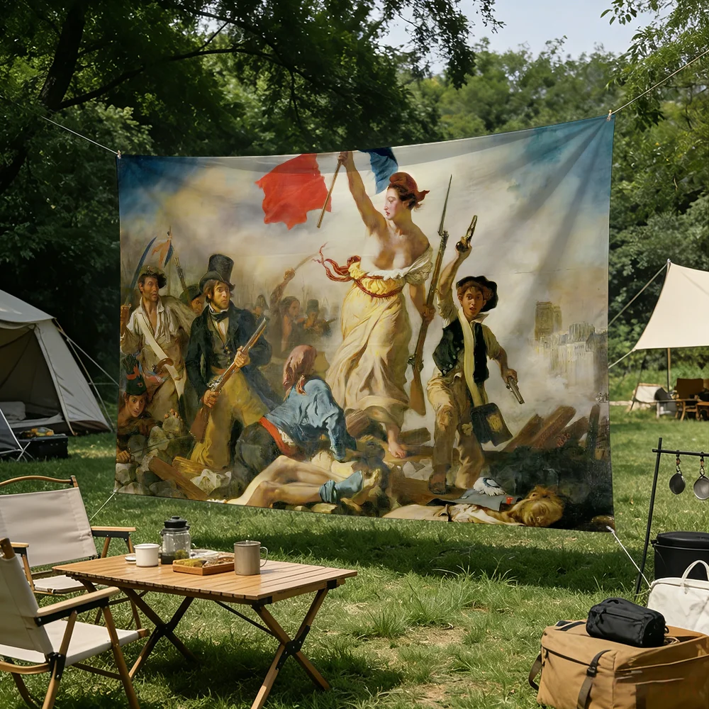 Art L-Liberty Leading the People Delacroix flag Advertising for Camping Decoration Outdoor & Garage Wall Hanging Decorations