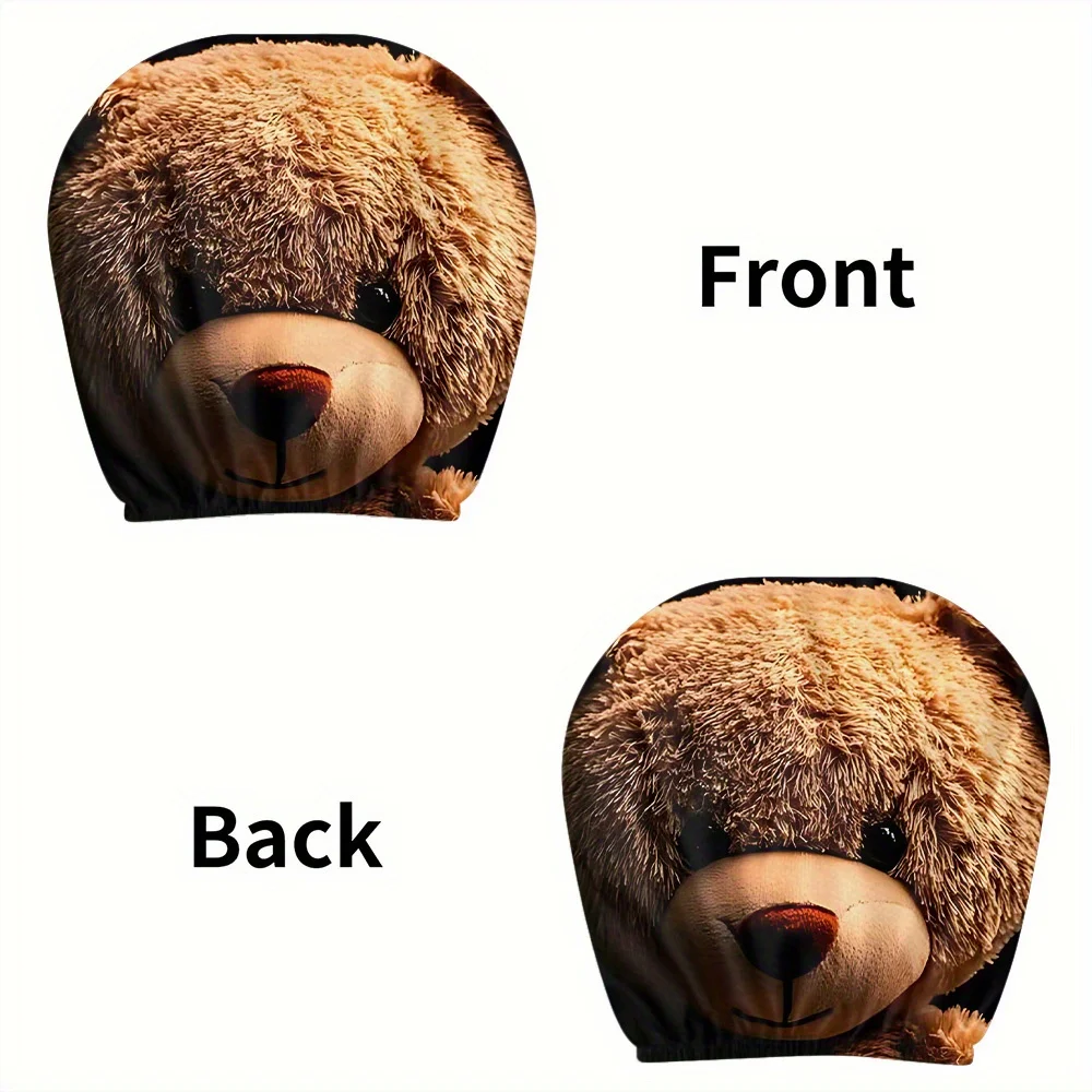 قطعتان من أغطية مسند رأس السيارة العالمي القابل للتنفس بنمط دمية دب، هدية احتفالية لتزيين ملحقات السيارة الداخلية