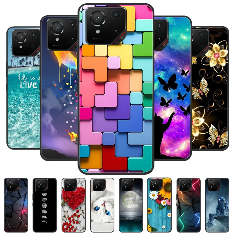 Capa para asus rog phone 9 pro capa preta leão lobo silicone macio casos traseiros para rog 9 9pro caso de telefone phone9 escudo protetor