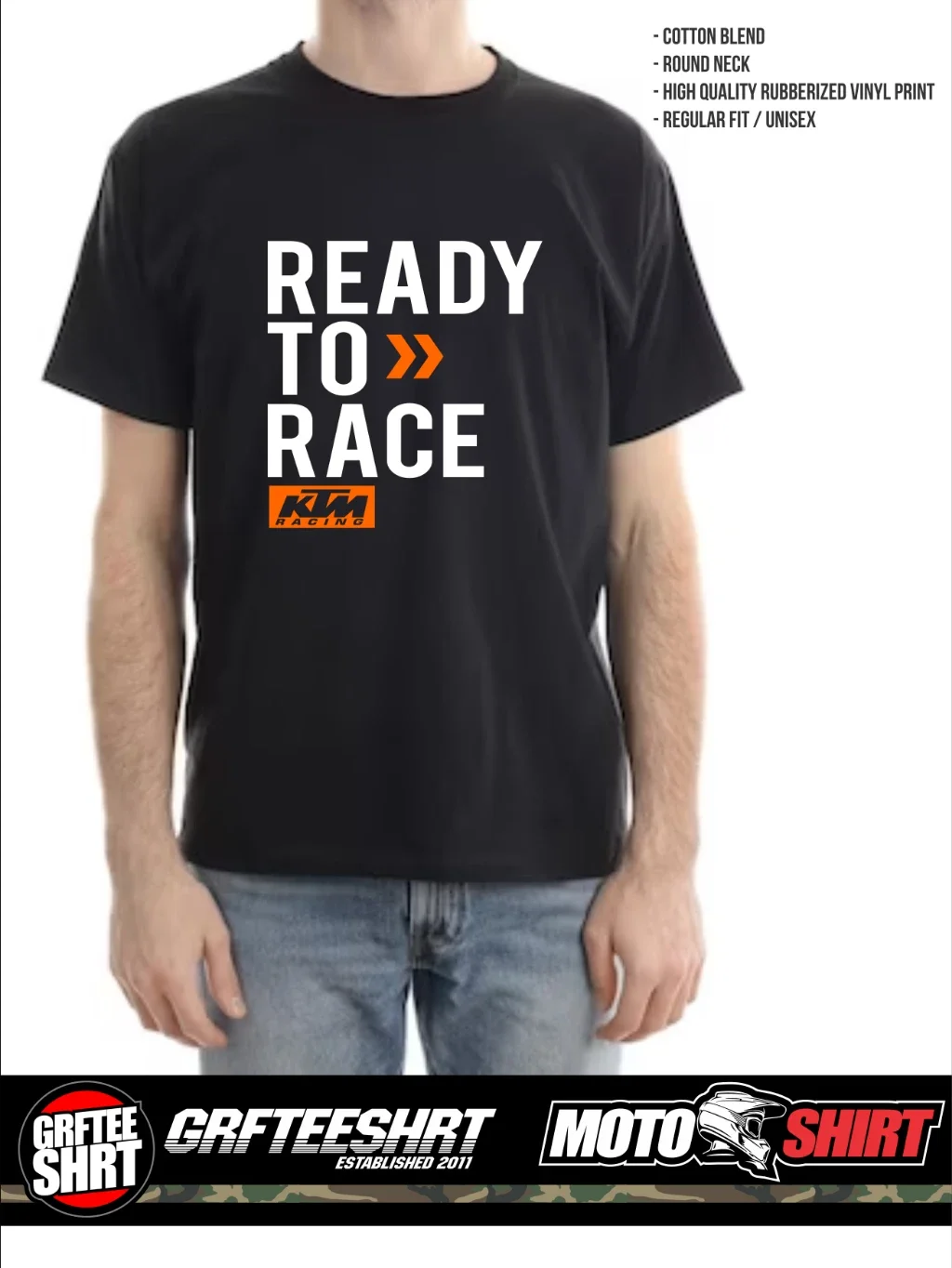 Camiseta estampada KTM Ready to Race para motociclismo, camiseta de algodón para hombre y mujer, camiseta Graffiteeshirt