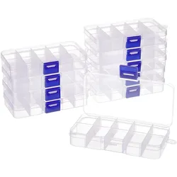 10 Pcs 10 Grids Plastic Organizer Box Clear Plastic Jewelry Dividers Box Organizer Mini Tackle Boxes for Beads Small Items