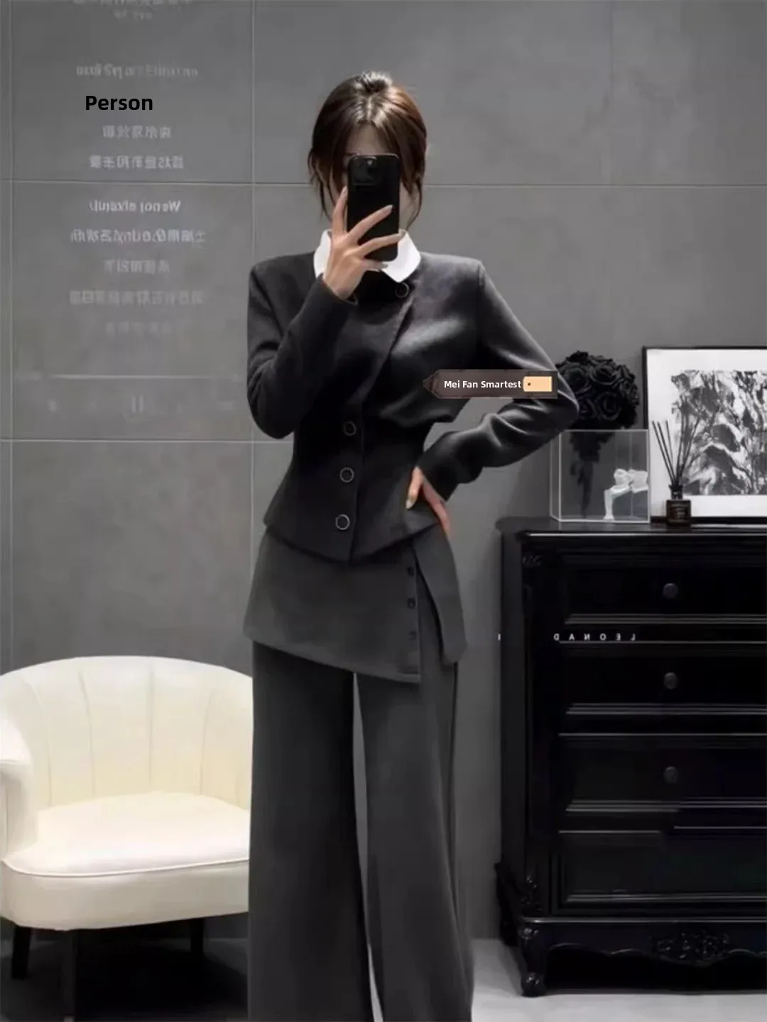 Winter Fashion Set with Short Woolen Quilted Jacket And Wide Leg Pants in Small Fragrance Style Elegant Two-Piece Outfit