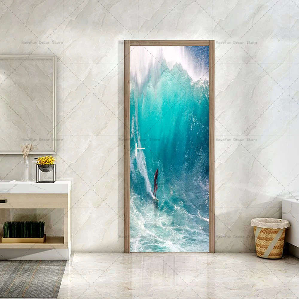 Nuovi adesivi per porte in pellicola opaca vinile 3D impermeabile autoadesivo fai da te Poster Wrap appartamento porta dell\'ascensore adesivi per