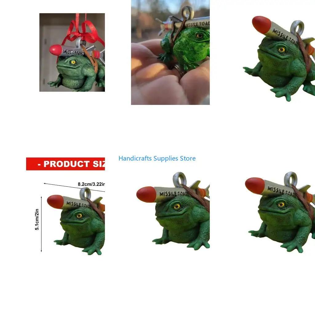 R1WA Funny Joke Mistletoe Decors Missiles Toads Ornament for Christmas Tree Decorations 3D Rockets Toads Pendant Gag Gift