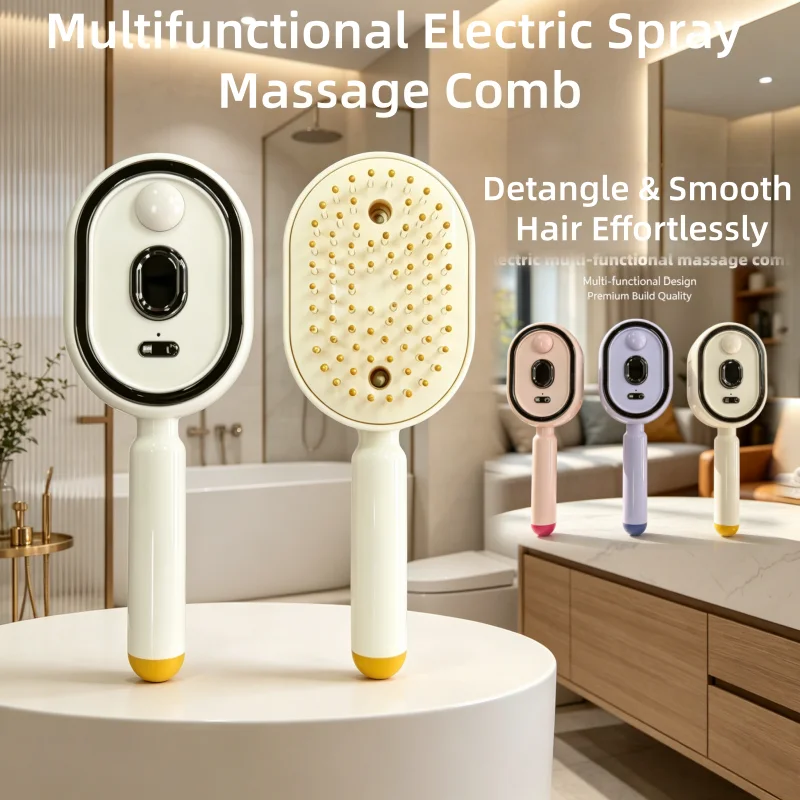 Portable Electric Spray Massage Comb Red Light Scalp Applicator USB Charging Hair Growth Essential Oil Apply Massage Hair Brush