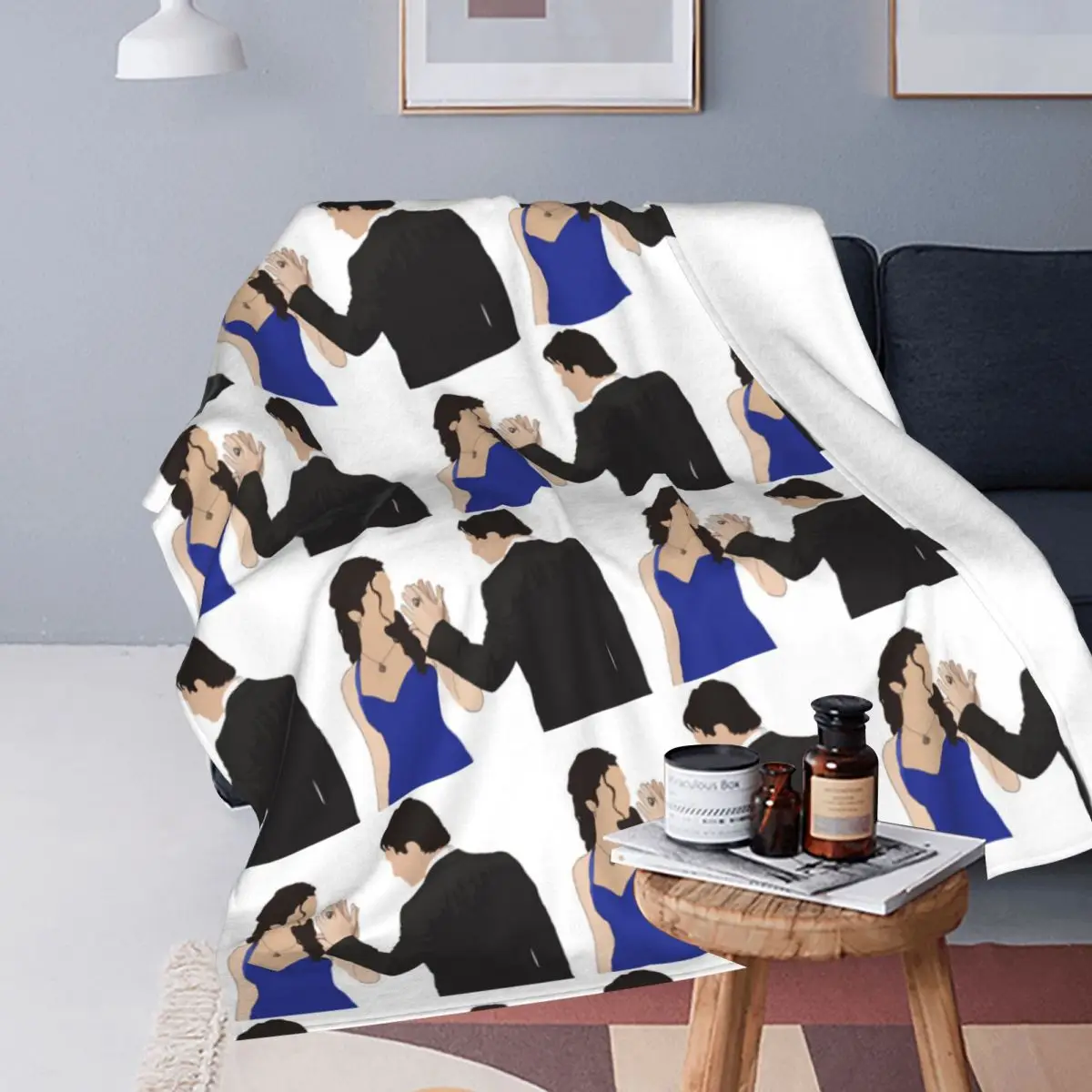 The Vampire Diaries Damon Salvatore And Elena Blanket Soft Warm Flannel Throw Blanket Bedspread for Bed Travel Home Sofa