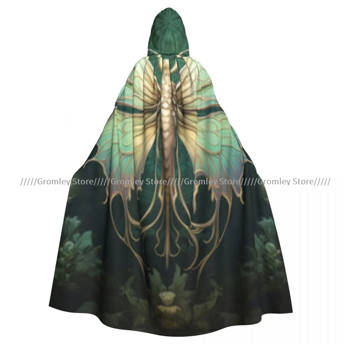 Witch Long Hooded Robe Lunar Moth Guardians Halloween Cloak Cosplay Costumes for Adult