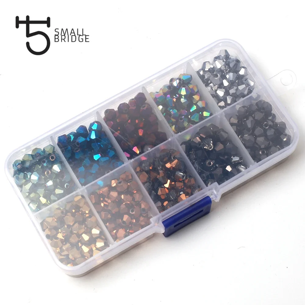 3 4 6mm Czech Crystal Bicone Beads kit for making jewelry material for jewelry Mix Metal color Loose Spacer Beads wholesale