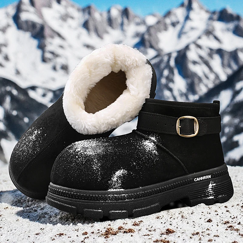 

Warm Snow Boots Comfortable Men Leisure Thick Fur Platform Men's Short Boots Sneakers Winter Anti Slip Fashion Man Big Toe Boot
