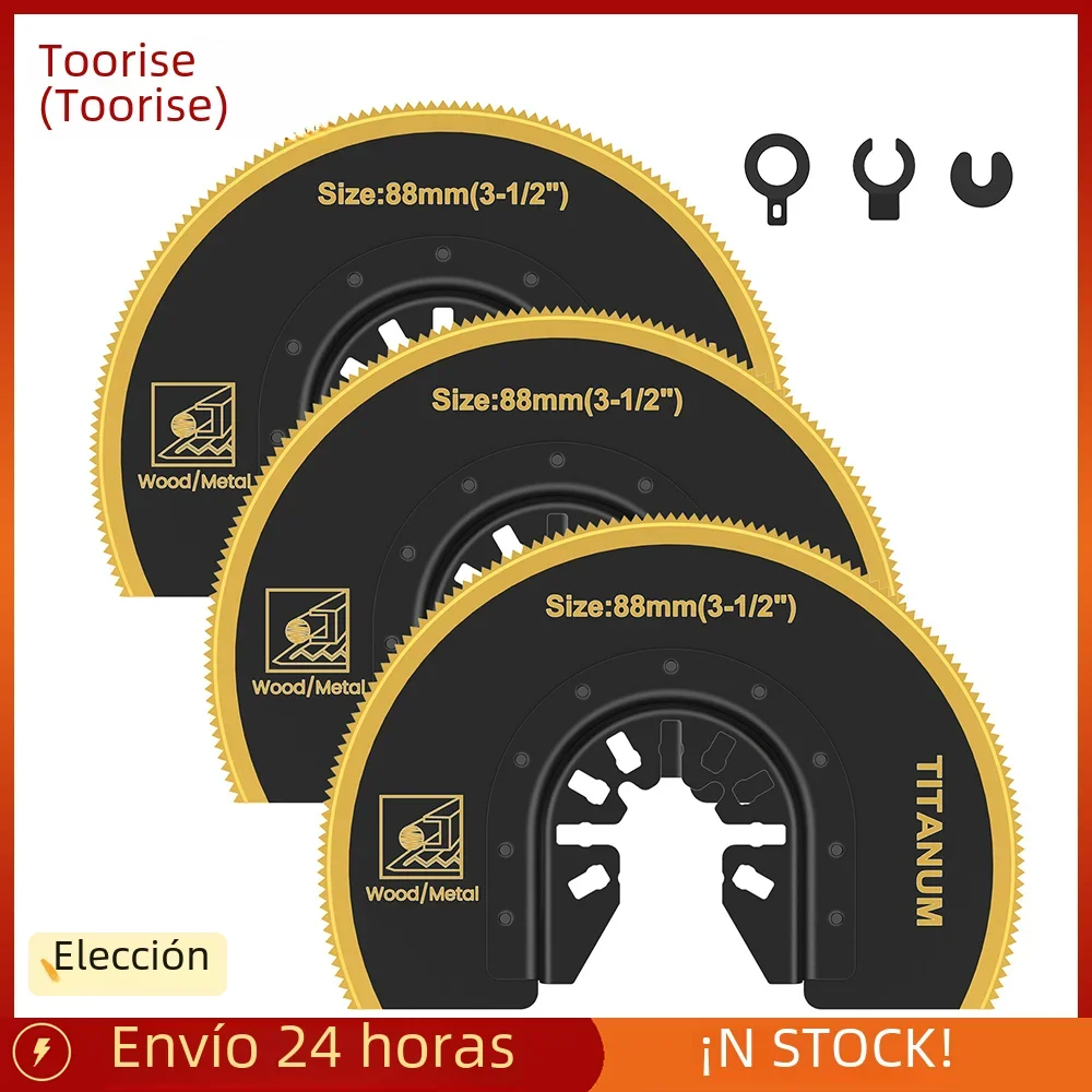 3 unids/set de hojas de sierra oscilantes, hoja semicircular multiherramienta recubierta de titanio bimetálica para hojas de sierra de corte de Metal, plástico y madera