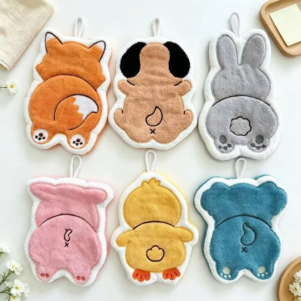 Cute Super Absorbent Hand Towel Animal Back Soft Hanging Towel Cartoon Reusable Kitchen Tools Kitchen