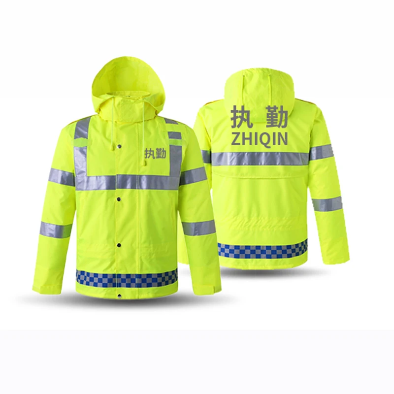 Men\'s Work Wear Jacket Reflective Raincoat Jacket High Visibility Working Jacket Traffic Warning Coat Waterproof Size M-3XL