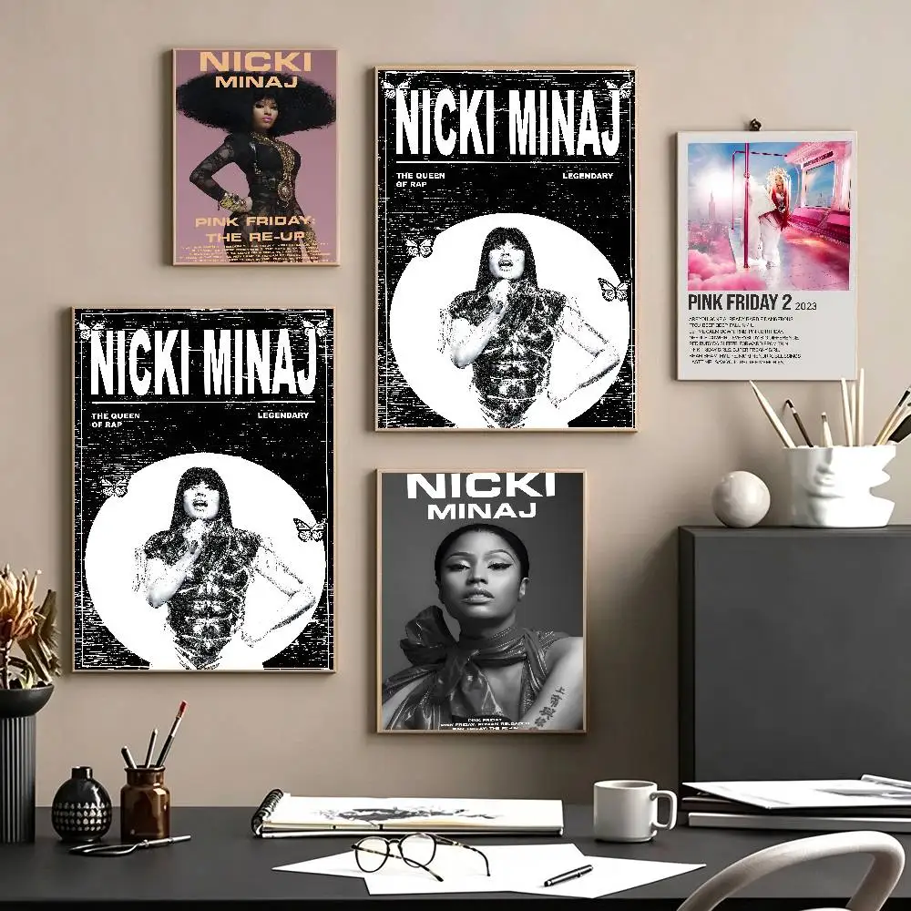 Rapper Singer N-nicki Minaj Poster Self-adhesive Art Waterproof Paper Sticker Coffee House Bar Room Wall Decor