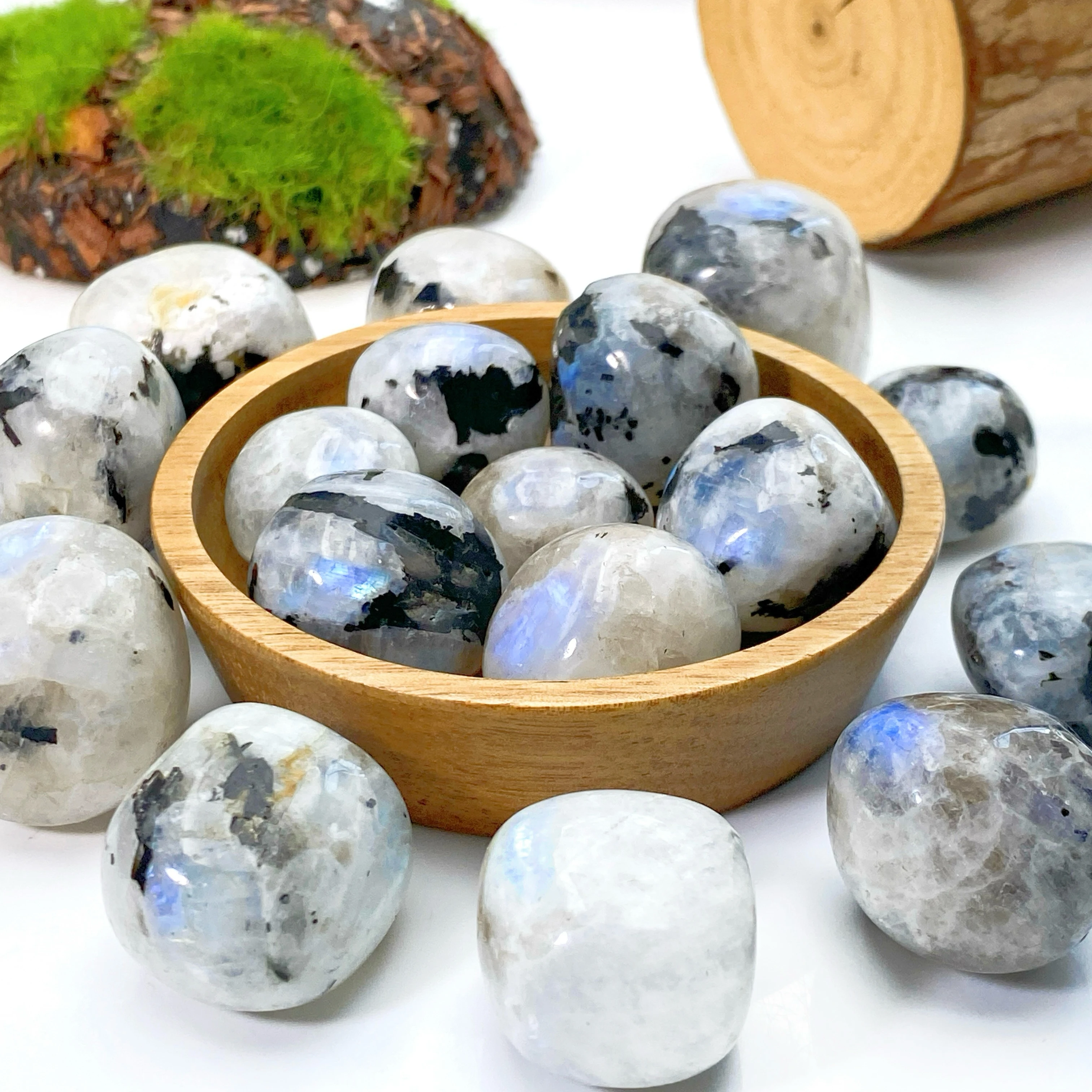 5PCS 10-30mm Rainbow Moonstone Tumbled Stones,Flower Pot Fish Tank Decor,Gift,Home Decor, DIY Decorations,Courtyard Decor