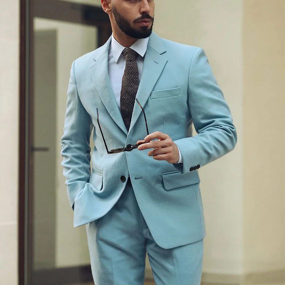 

Smart Casual Men's Suits Slim Fit Single Breasted Man Set Notch Lapel Summer Jacket Blazer Prom Business Work Male Clothing
