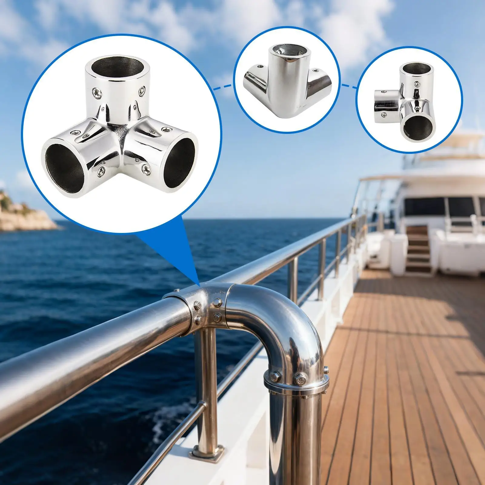 

3-way Marine Handrail Connector Stainless Steel Marine Guardrail Fork Tee Piping Socket Marine Supplies For Ship Guardrails