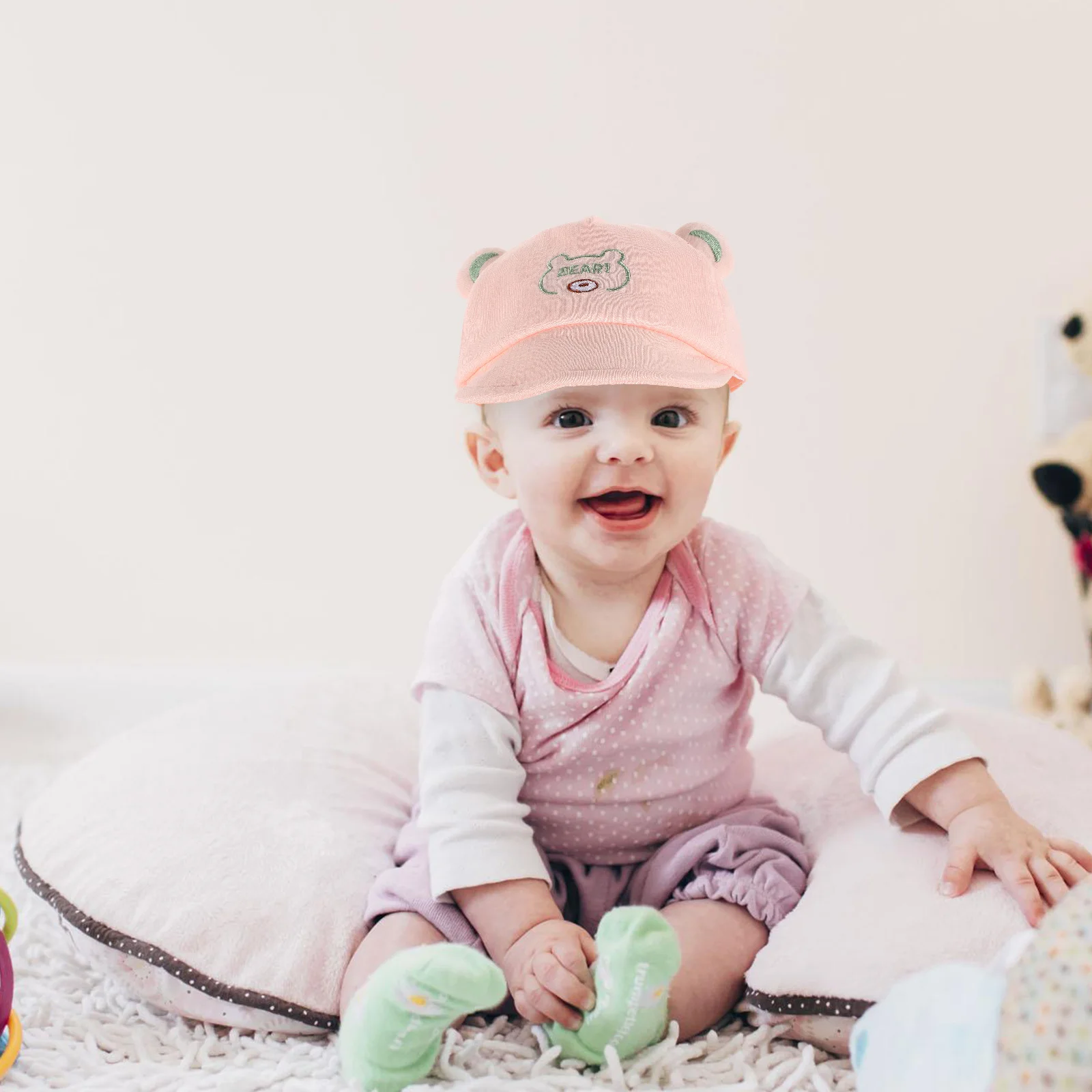 

Baby Baseball Cap Comfortable Soft Cotton for 6-12 Months Bear Cartoon Sun Protection Baby Summer Hat Toddler Beach Hat