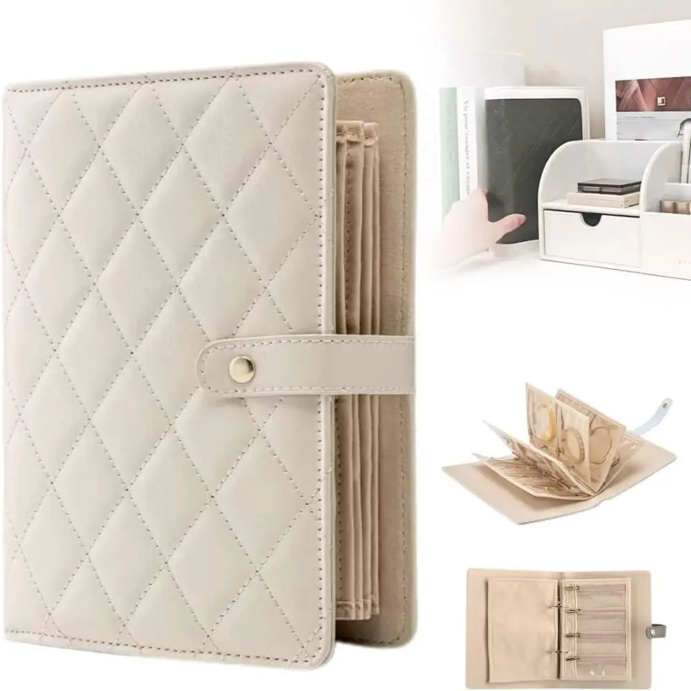 

High Quality Transparent Jewelry Storage Book Velvet with Zipper Necklace Binder Storage Book Luxury PU Leather Clear Pockets