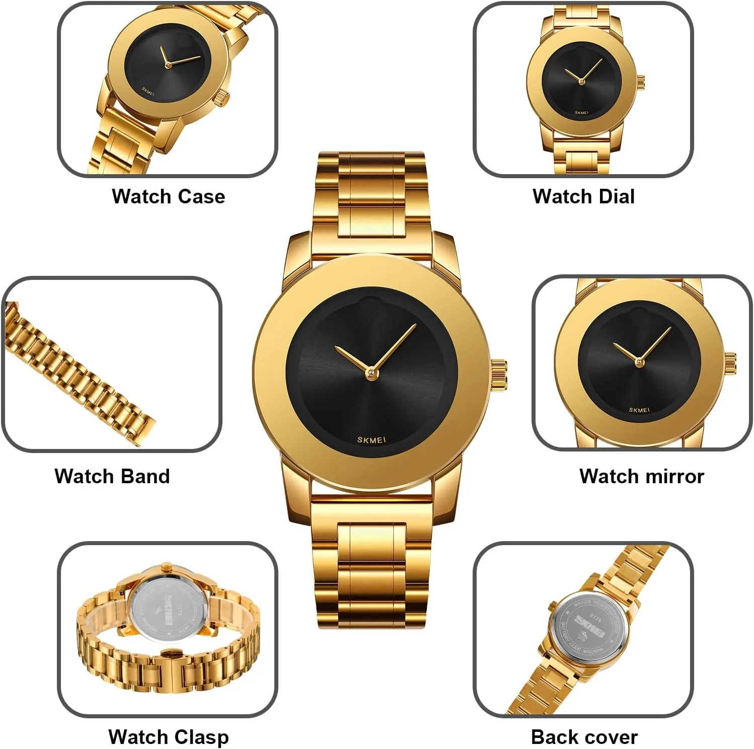 ساعة يد كوارتز كاجوال عصرية تناظرية من الفولاذ المقاوم للصدأ للنساء