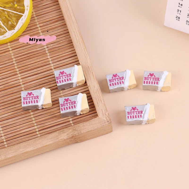 Conjunto de comida de simulação em miniatura, 6 peças, brinquedo de cozinha com manteiga de pão diy, utensílios de mesa de café da manhã para casa de boneca