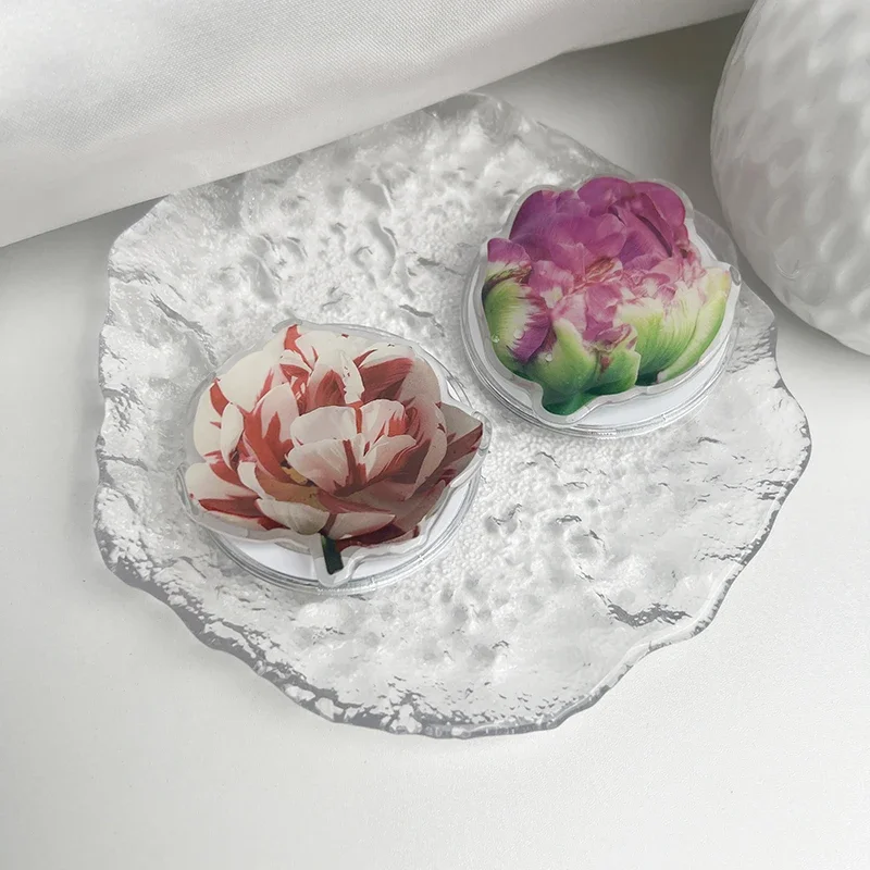 Elegante suporte de telefone acrílico de lótus soquete magnético aperto suporte de telefone para magsafe iphone mac samsung anel seguro expansão de dedo