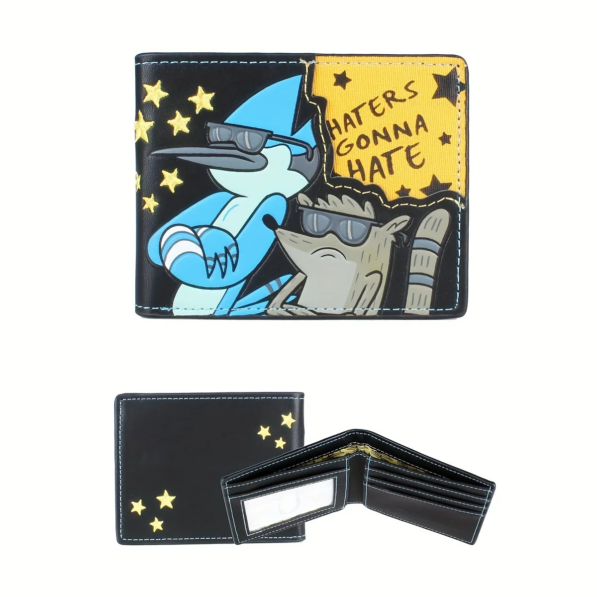 Herren-Geldbörse aus Cartoon-Leder mit Stickerei „Those Who Hate Will Hate“ – ideale Geschenkidee für Jungen zu den Feiertagen – Detail 8