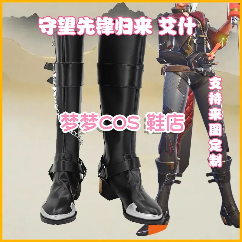 Jogo OW Ashe Botas Cosplay Ashe Sapatos Para Mulheres Adultas Halloween