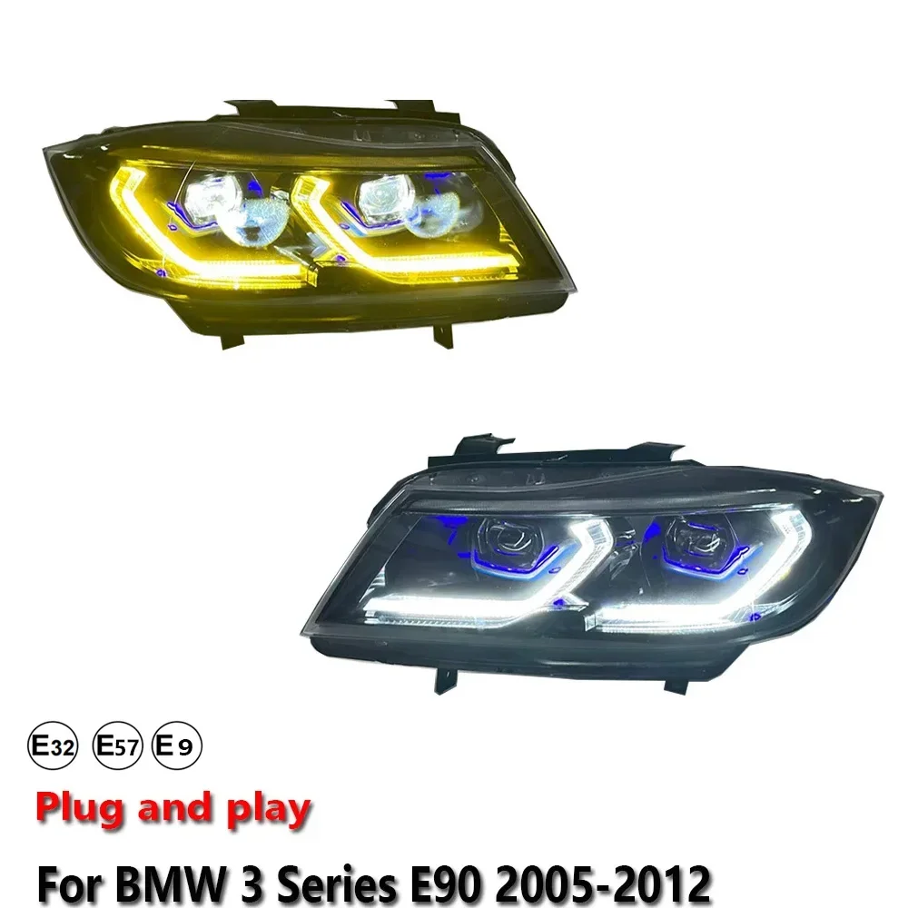 KQX Car Accessories LED Headlight Light For BMW E90 2005-2012 DRL Projector Front Headlamp Brake Turn Signal Lamp Plug and Play