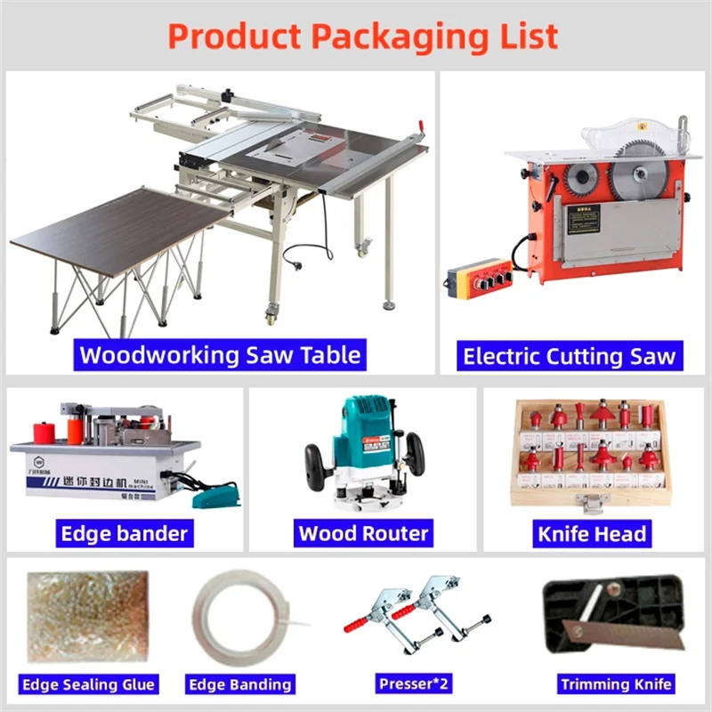 WJ-90 Woodworking Sliding Table Saw Full Set Woodworking Portable Mini Sliding Table Panel Saw Edge Bannder