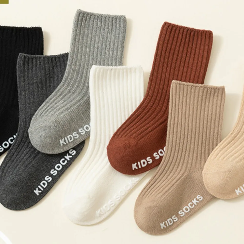 Newborn baby socks double-needle glue anti-slip sock baby middle tube loose non-tight foot learning floor socks bebes sokken