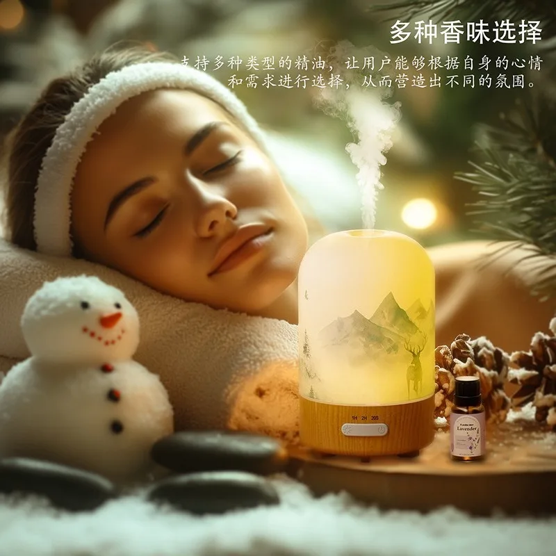 300ml Aromatherapy Diffuser Humidifier 2026 Cross Border Ambient Lamp Home Desktop Mist Maker Transparent Glass Essential Oil