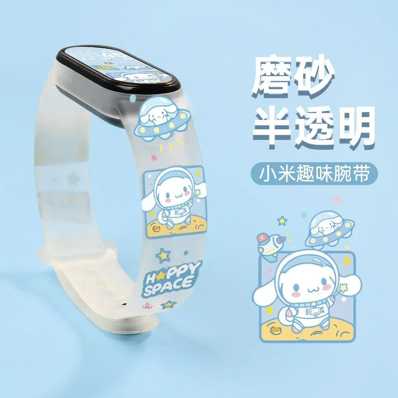 Sanrio Cinnamoroll Kuromi Strap for Xiaomi Mi Band 3 4 5 6 7 TPU Replacement Bracelet Cartoon Smart Watch Wriststrap Watchbands