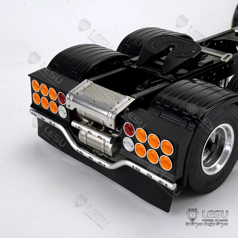 LESU Metall-Heckträger mit Rücklicht, Warnlicht und Kraftstofftank-Set für Tamiya R470 R620 1/14 RC-Traktor-LKW-Modell, Upgrade-Teile – Detail 7