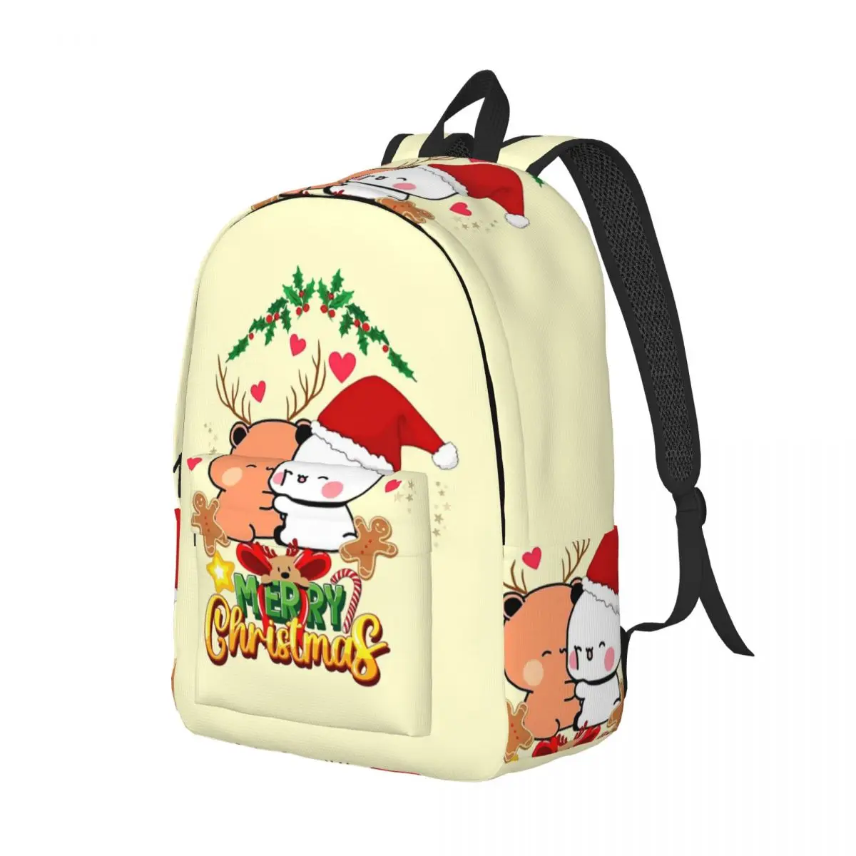 Merry Christmas Bubu Dudu Panda And Brownie Bear Backpack Daypack Large Capacity BookBag School Bag Shoulder Bags for Men Women