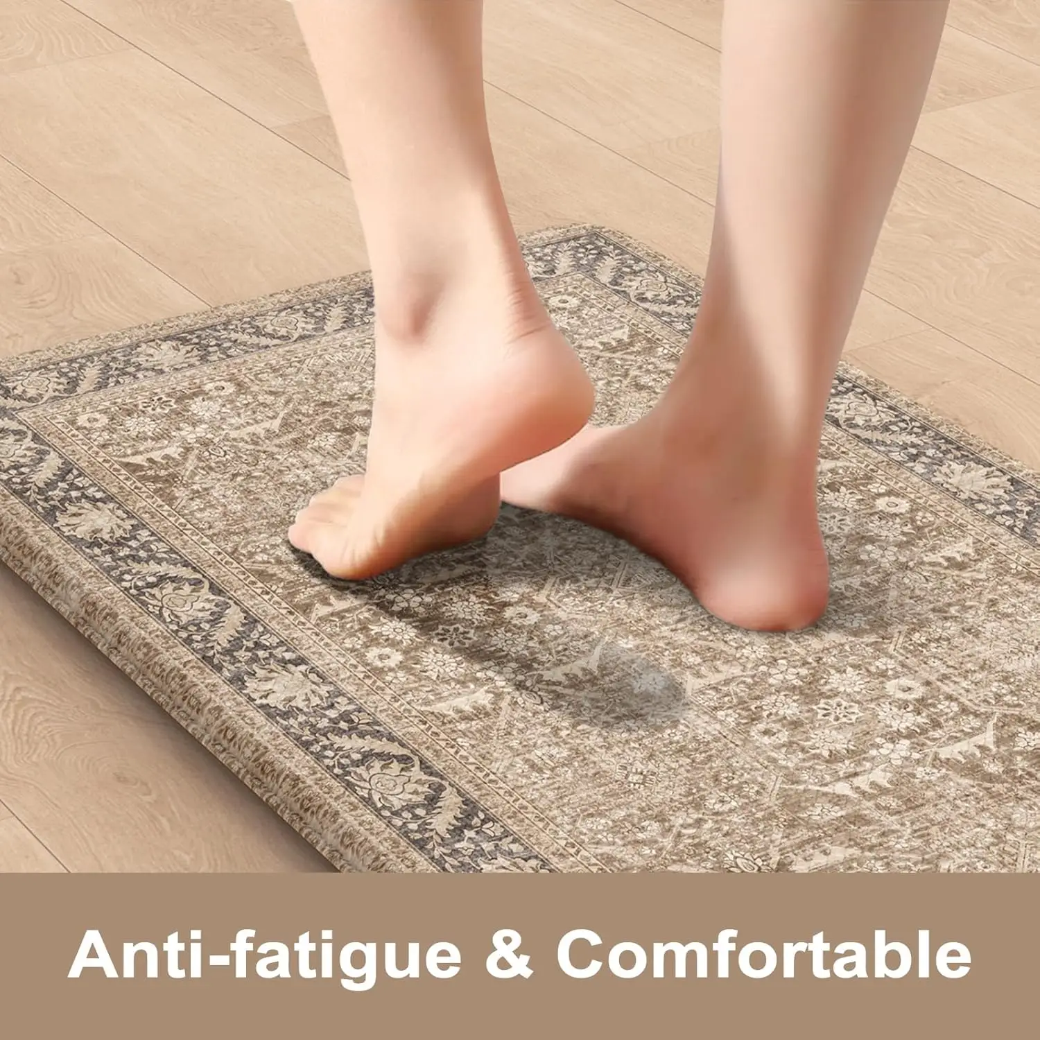 

Kimode Farmhouse Anti Fatigue Kitchen Mat, 17""X59""+17""X29"" Vintage Kitchen Rugs, Waterproof Kitchen Floor Mats Non Slip,
