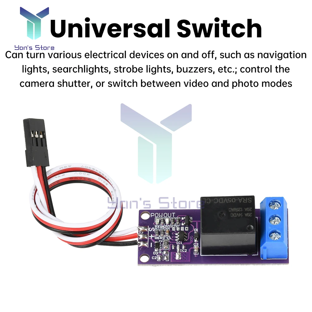 Modelo de avião rc, receptor 5v diy, interruptor de relé pwm DC5-12V, controlador de energia pwm, controle remoto para câmera, bomba de óleo de fumaça, campainha de luz
