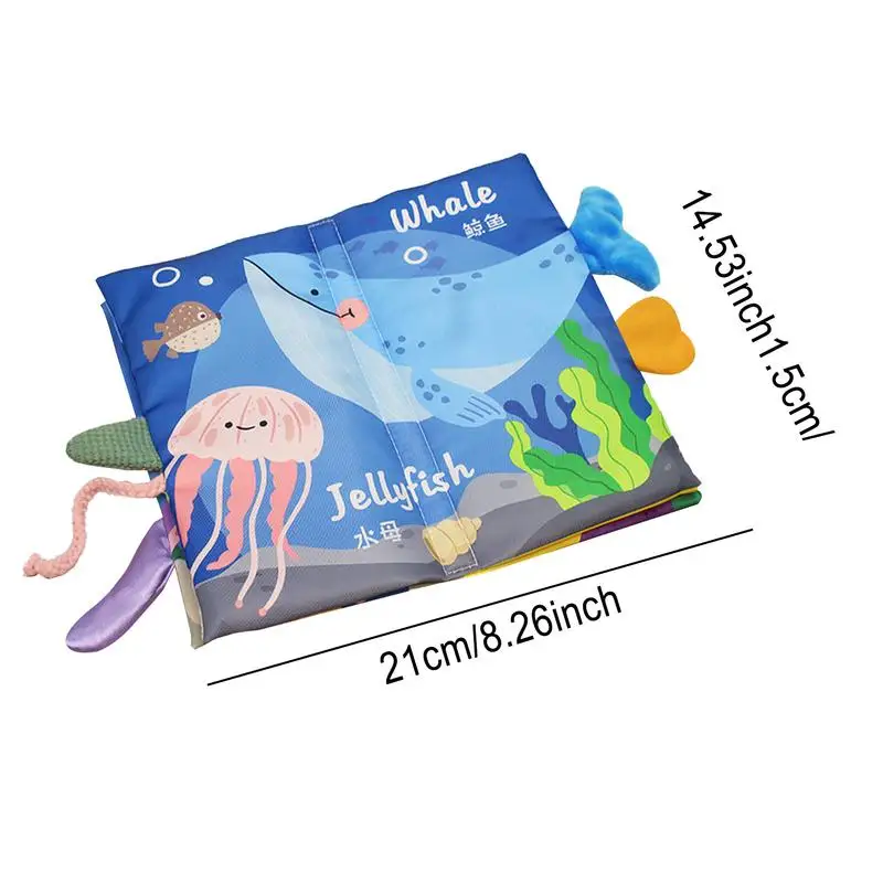 Pano macio dentição livros para criança, Animal Tails Teething Brinquedos, Anel mordedor, Crinkle Books