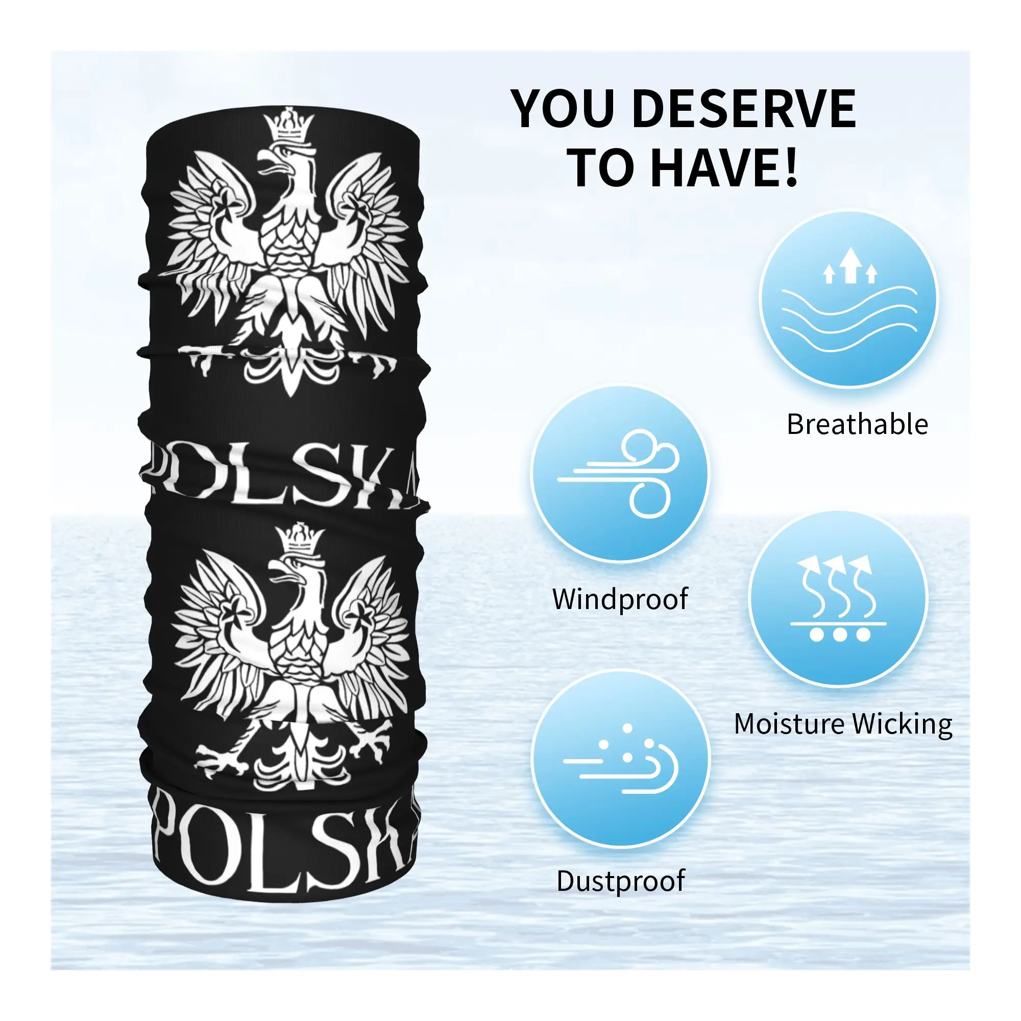 Polska Bandana Zimowa Ocieplacz na Szyję Wiatroodporny Szalik na Twarz do Narciarstwa Lewandowski Herb Polski Gaiter Opaska na Głowę — zdjęcie 3