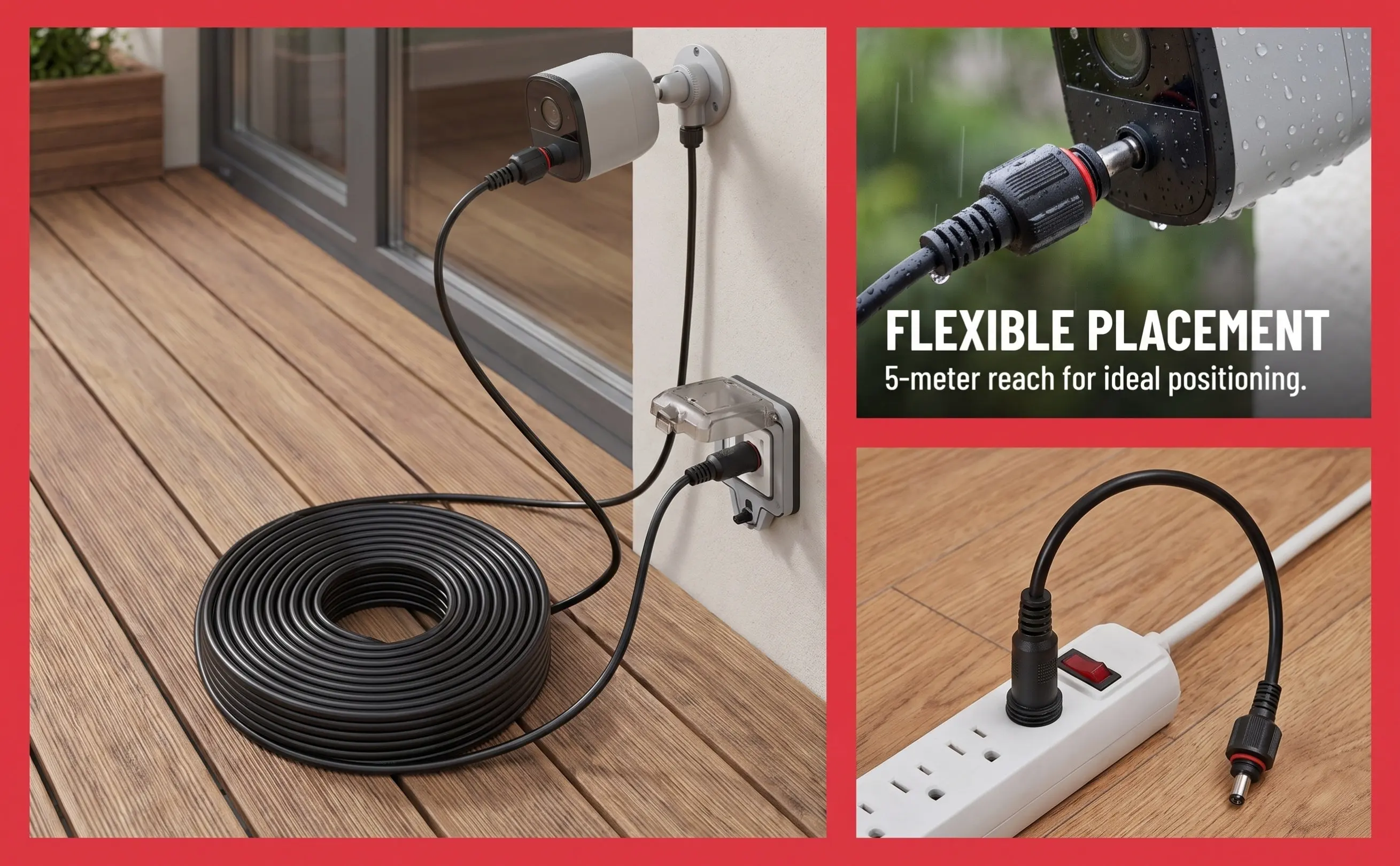 4.9 Meters Professional Dc Extension Cable Solar Panel Power Extension .1mm X 5.5mm Solar Water Pump Wire