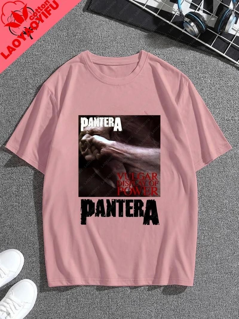 Retro Pattern T-shirts From The American Band PANTERA. Cotton Round-neck T-shirts Are Suitable for Both Men and Women view 5