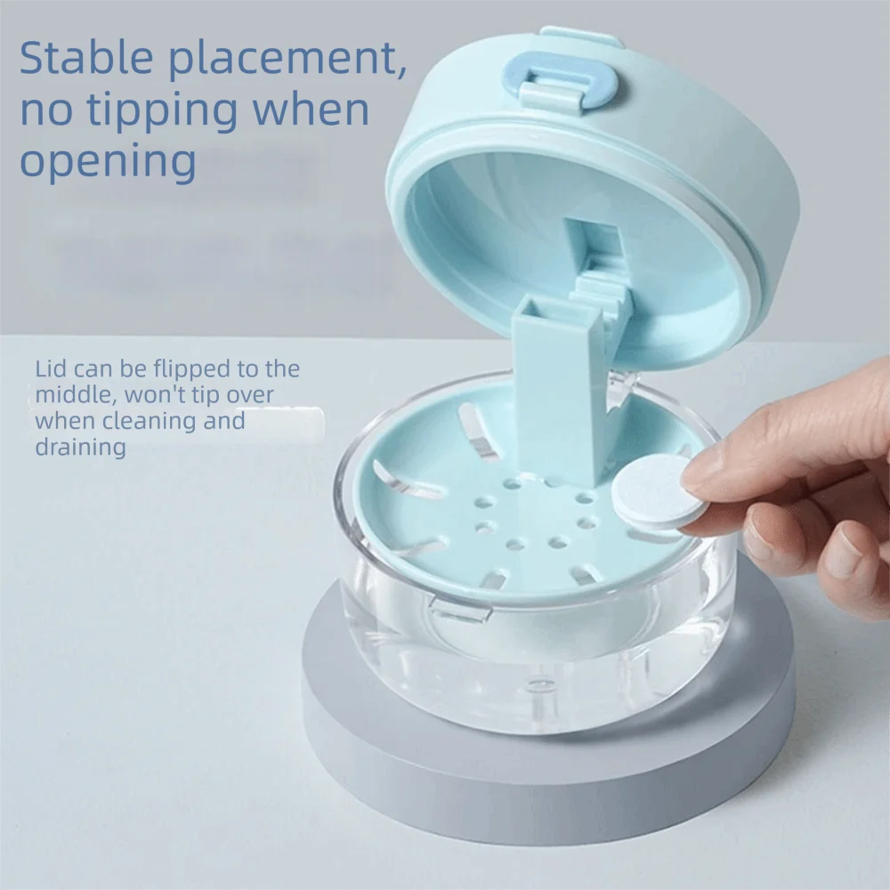 Drainable Design Braces Storage Box Layered Organizer Sealed Denture Retainer Case Large Capacity with Mirror