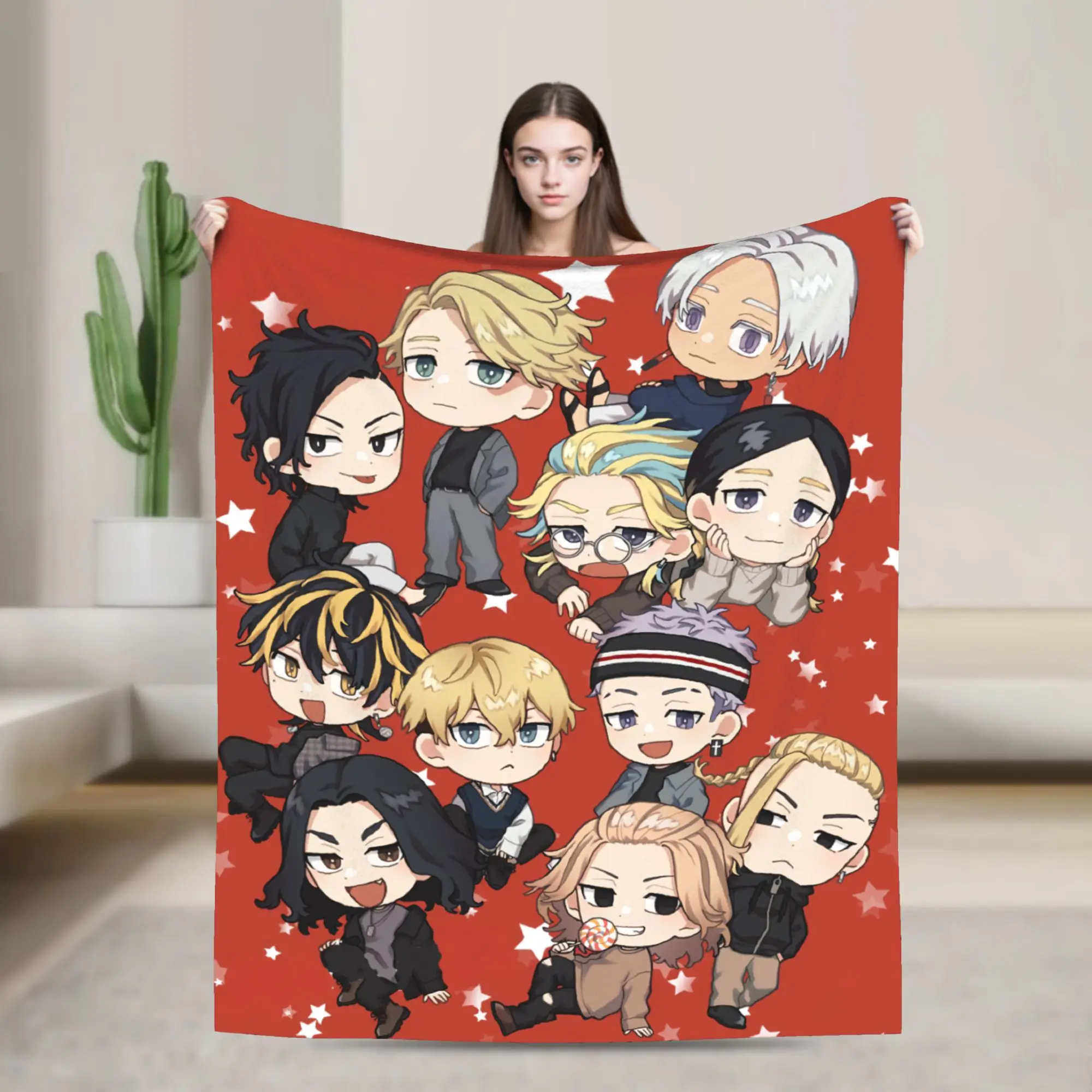 Tokyo Revengers Anime Velvet Throw Blanket Chibi Draken Mikey Takemichi Hanagaki Blankets for Bedding Outdoor Bedding Throws